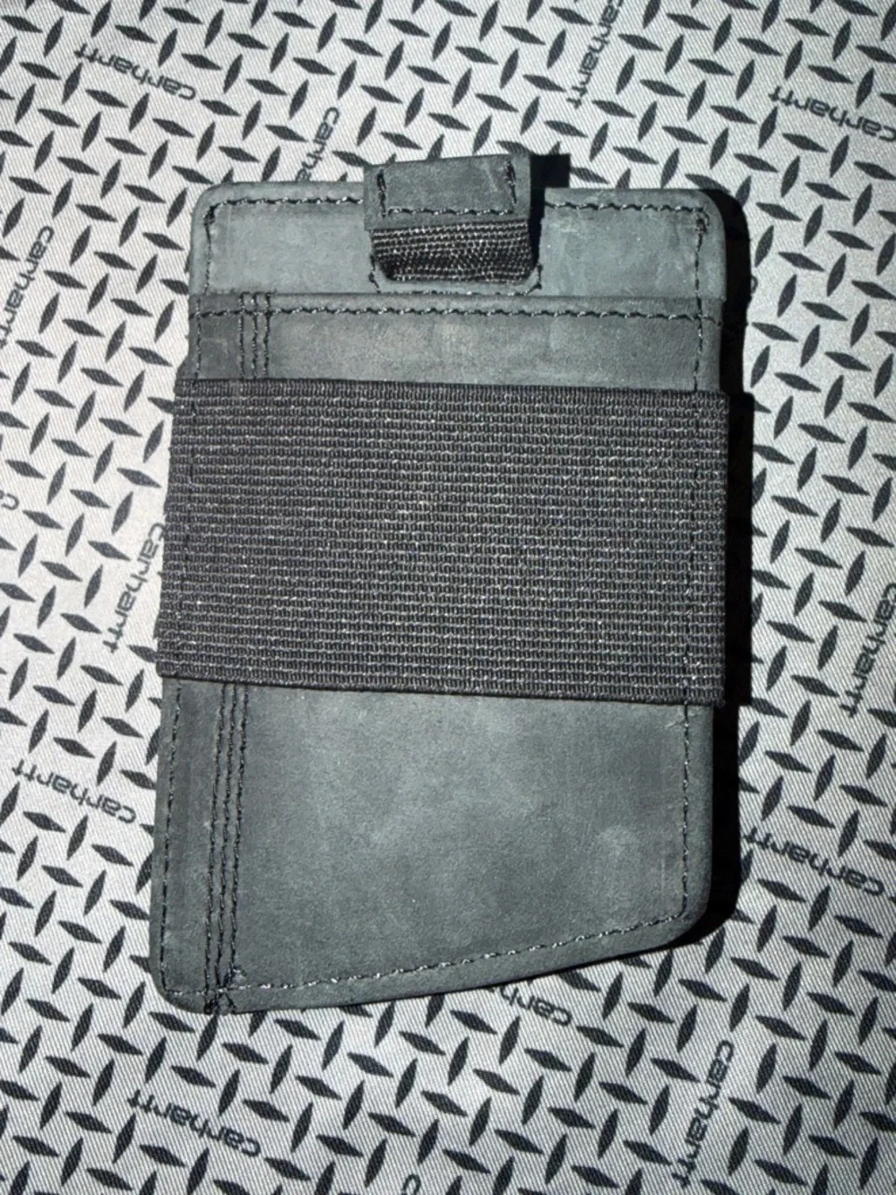 Carhartt Grey Slim Leather Card Sleeve with Logo Patch